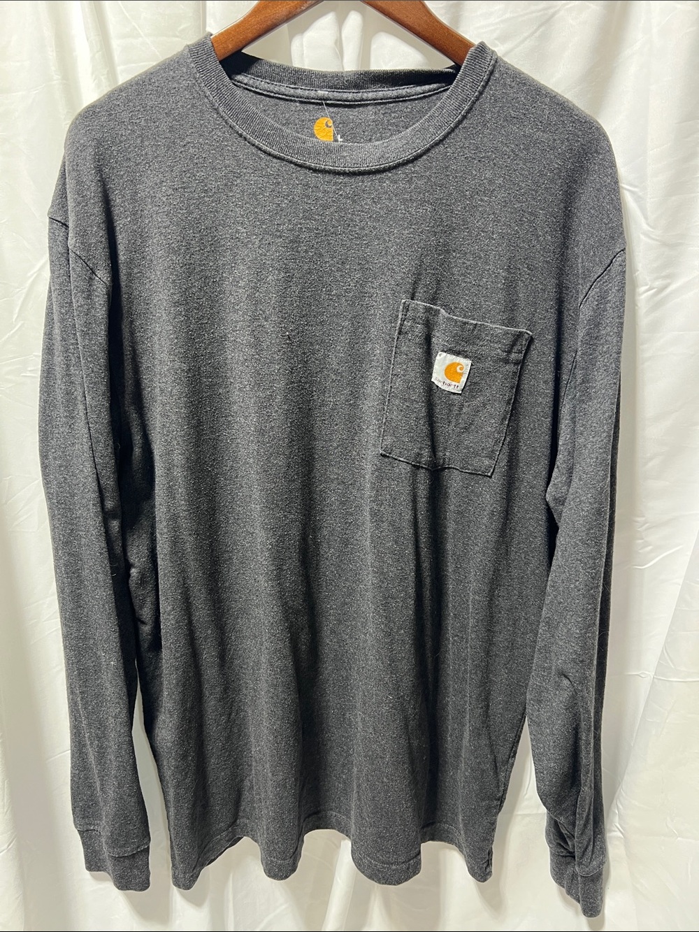 Carhartt Men’s Long Sleeve Pocket Tee in Charcoal Gray
